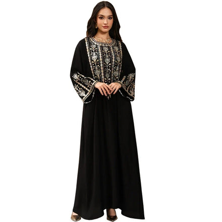 Hot Sell Women Elegant Abaya Dress Muslim Dress Fashion Embroidery Dubai Party Maxi Long Dress