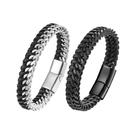 Archy Black Warp Bracelet Men Custom Engraved Name Logo 18K Gold Plated Clasp Trendy Fashionable Accessory Daily Wear