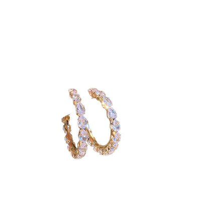 HOVANCI Silver Crystal Bridal Earrings Bulk Circle Silver Black Crystal Cz Honey Hoop Earrings for Women