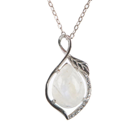 Genuine sterling silver Natural Moonstone Gemstone Pendants For Women Necklace Charms Crystal Necklace