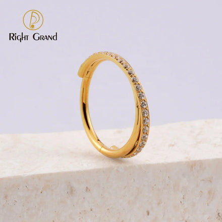 Cartilage Helix Tragus Conch Piercing Jewelry Clear Zircon Diamond Titanium Nose Septum Clicker Ring