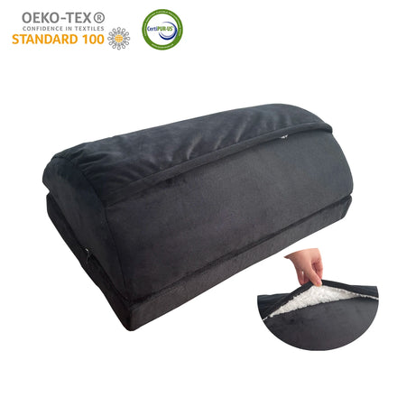OEKO-TEX Adjustable Sherpa Pocket Footrest Pillow Detachable Memory Foam Under Desk Cushion for Home Office Use