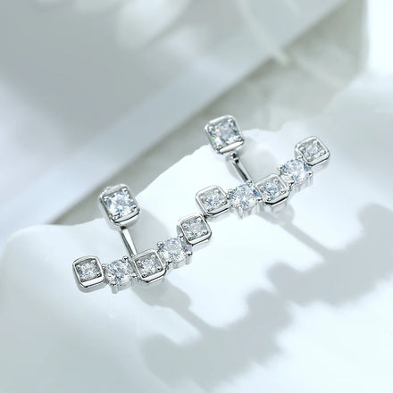 Vintage Dangle Earring 925 Silver Jewelry Shiny 3AAA CZ Stud Earrings