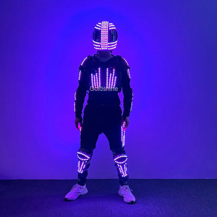 LED Dance Tron Robot Costume Luminous Men Armour Clothing RGB Stage Performance Clothing Party Fancy Dress