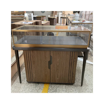 Jade Jewelry Shop Luxury Modern Stainless Steel & Tempered Glass Customized Jewelry & Watch Display Cabinet by Shangyuan Display