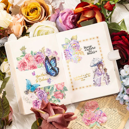 5pieces/pack Pet Flower Stickers Rose About Series Stereo Avision Rose Theme DIY Material Stickers 6Models