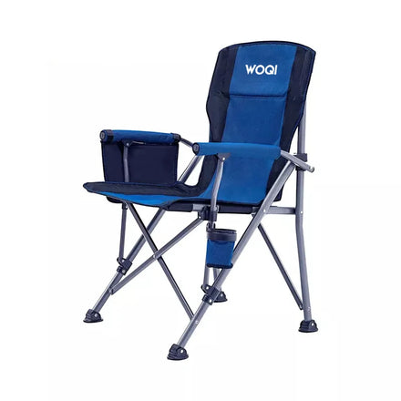 WOQI Modern Metal Iron Folding Camping Chair with Cooler Bag Foldable Outdoor Furniture for Garden and Camping