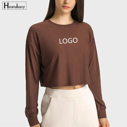 Fashion Stylish Streetwear Womens Long Sleeve Hip Hop Yoga Crop Top Loose Soft Sport T-shirt Outdoor Gym Top
