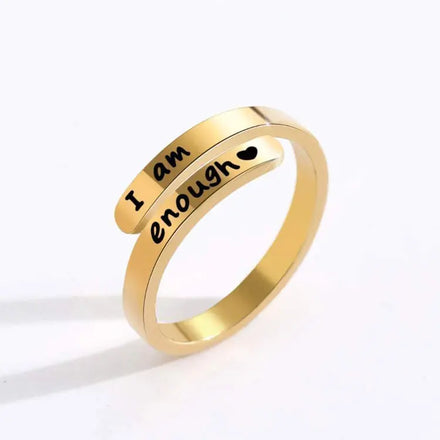 SC Women Simple 925 Sterling Silver Finger Ring Personalized Opening Adjustable I Am Enough Rings for Girls