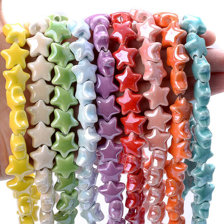 JC Crystal Clay & Porcelain Star Ceramic Bead Charms for Jewelry Making DIY Ceramic Beads in Bulk