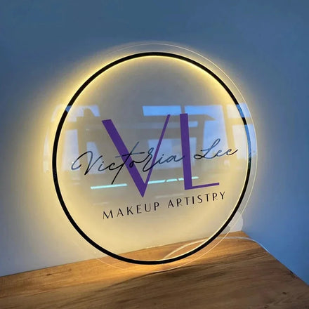 Business logo Sign Custom 3d Acrylic Round Backlit Sign Beauty Salon Hair Studio Wall Decor SignSalon