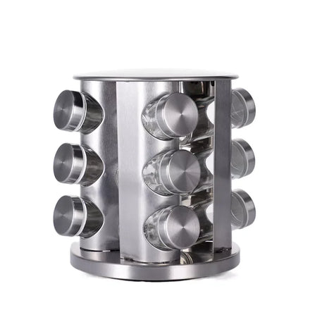 12/16/20 Pcs Countertop 360 Rotating Revolving Spice Rack Storage Stainless Steel Spice Rack Organizer