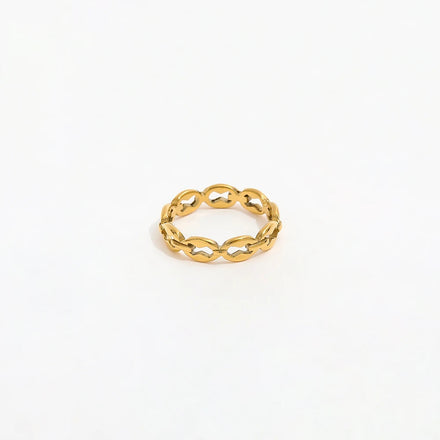 Joolim Jewelry Wholesale 18K Gold Plated Hollow Link Chain Stainless Steel Rings for Women Rings