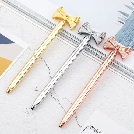 Hot Selling Promotional Metal Slim Bow Pen butterfly Shaped Ballpoint Pen with Custom logo Gifts