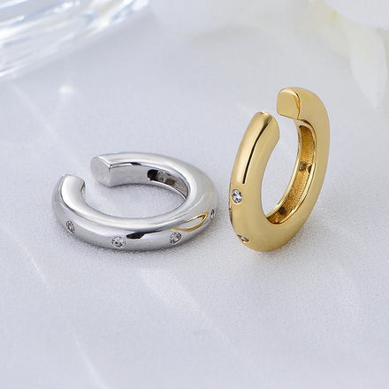 Jewelry Vendors Minimalist Eternity Cz Psj Brass 18K Gold Plated Cubic Zircon Single Huggies Earrings for Women Girls