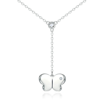 Elegant Women's Custom Silver Plating Cubic Micro-Inlaid Zircon Butterfly Necklaces Trendy for Weddings Engagements Parties