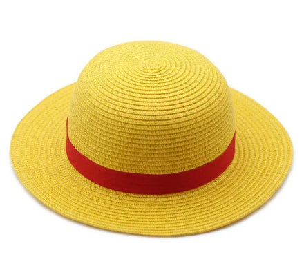 Funny Hats Luffy Straw Hats Wholesale Cosplay Custom Party Summer Outdoor Yellow One Piece OEM ODM Service Adults Male Plain