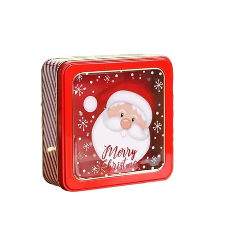 Christmas Gift Cookie Iron Box Transparent Cosmetic Packing Box Candle Tin Can Box with Window Tin Metal Candle Jar