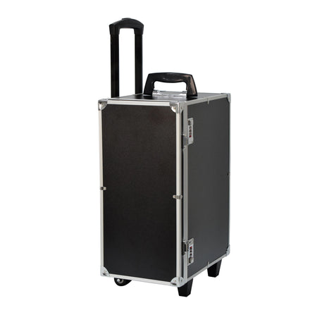 Custom Manufacturer Professional Aluminum Jewelry Display Trolley Case Velvet Lining Lock Closure Impact Resistant Design Wheels