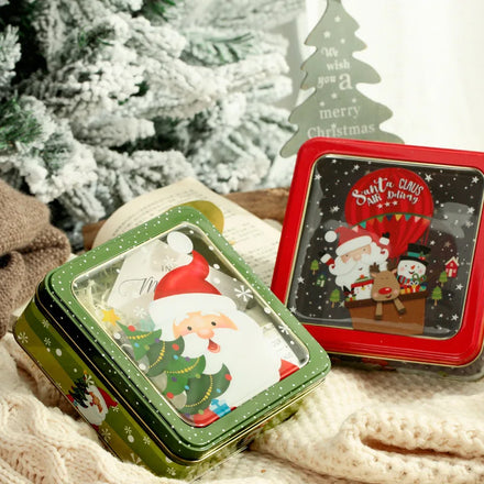 Factory Wholesale Santa Claus Gift Boxes Christmas Decorations Decorations Square Tin Boxes
