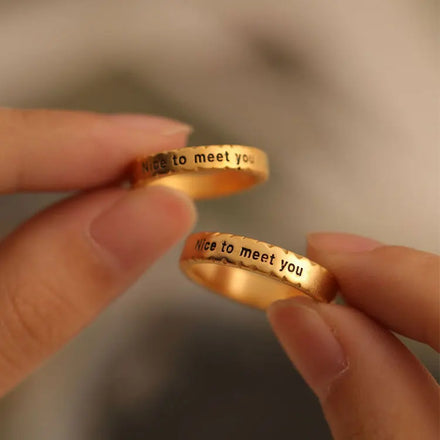 SC Romantic Love at First Sight Wedding Rings 2023 Valentine's Day Gift Gold Plated Engraving Nice to Meet You Couple Rings