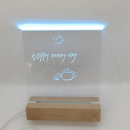 Wholesale Modern 3D LED Warm Light White RGB Message Board Night Light Wooden Lamp Stand Residential Touch Button Living Room