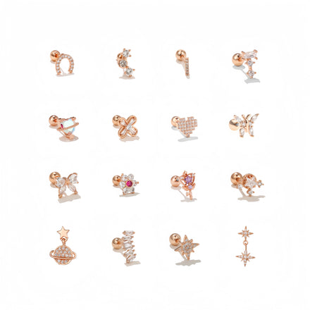 ZUOLA Custom Titanium Zircon Earrings Nose Labret butterfly Flower Ear Cartilage Body Piercing Jewelry
