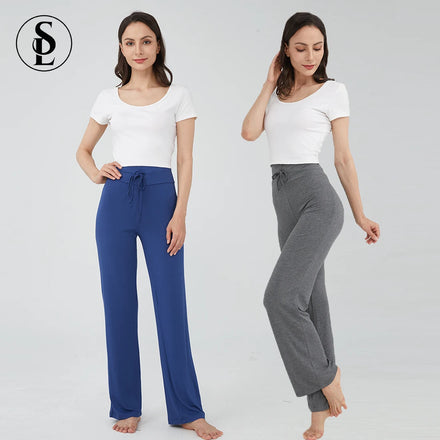 Stretchy Thermal Knitted Casual Soft Pajama Pant Plus Size Women's Bamboo Wide Leg Sleepwear