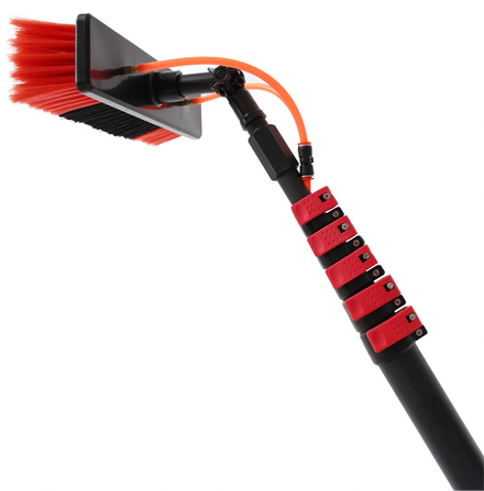 Extentool Solar Panel and Window Cleaning Washing Aluminum Water Fed Pole Brush with 24FT Telescopic Pole