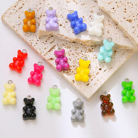 Macaron Resin Mixed Color Keychain Decorative Bear Pendants DIY Jewelry Earrings Plastic Beads