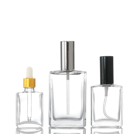 High-end Rectangle Perfume Bottle 30ml 50ml 100ml Skin Care Serum Glass Dropper Bottle for Essential Oil Cosmetic Packaging