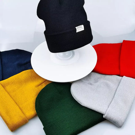 Wholesale Woven Label Winter Beanie Hat Blank Plain Color Embroidered Knit Hats Beanie Womens Mens Mayor Leather Label