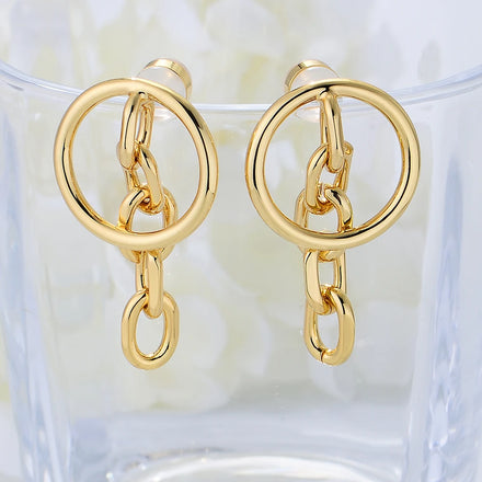 Findings Minimalist Hoop Paper Clips Chain Tassel Line Psj Brass 18k Gold Plated Cubic Zircon Drop Earrings for Women Girls