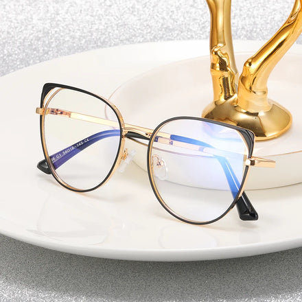 2023 New Fashion MS 82066 Eyeglasses Best Selling Ladies Metal Classic Cat Ear Frame Anti-Blue Light Glasses