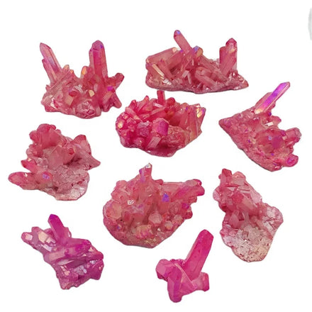 Healing angel aura quartz cluster wholesale natural electroplating pink crystal cluster for decoration