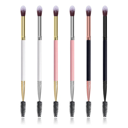 2026 New Design Wholesale Glam Single Gold Makeup Brush Double Head Eyelash Brush Eyelash Curl Black Vegan Plastic Makeup Brush