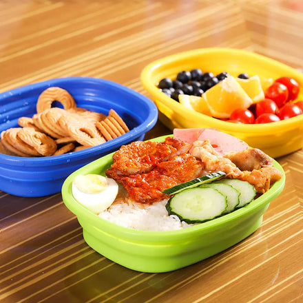 Eco Friendly Portable Click 800ml Food Grade Silicone Bento Lunch Box Set with Compartment for Kids & Adults