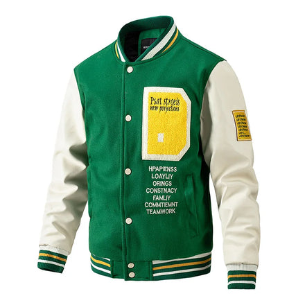 Winter Leather Filling Baseball Streetstyle Solid Men's Custom Jackets Single Breasted Embroidery Fur Woolen Boy Varsity Jacket