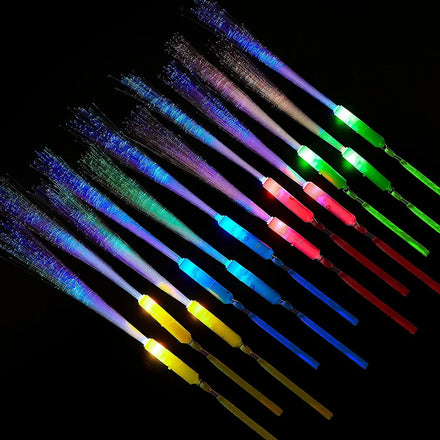 Battery Operated Fiber Optic Light Wand Stick Flashing LED Light up Fiber Optic Glow Wands Sticks for Party Favors