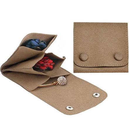 Linna Luxury Microfiber Jewelry Gift Storage Bag Triple Pockets 2 Dividers Customizable Size/Color Necklace Ring Printing