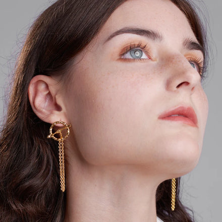 Fantasy Designer Anchor Long Layer Tassel Studs Ear Psj Brass 18k Gold Plated Drop Earrings for Women Girls