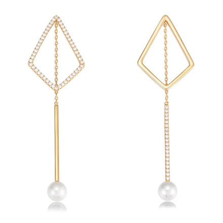 Minimalist Irregular Shell Pearl bar Long Tassel Psj Brass 18k Gold Plated CZ Zircon Chandelier Drop Earrings for Women Girls