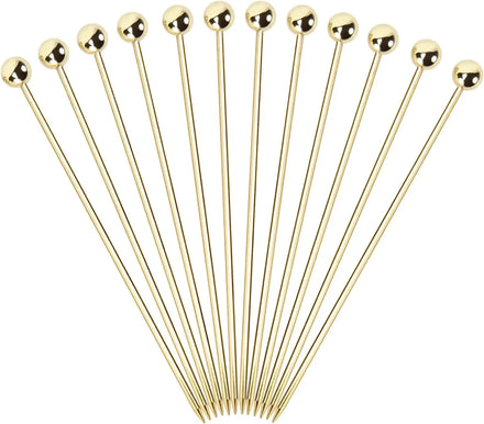 Hot Selling Reusable martini Picks Fruit Toothpicks Garnish Skewesrs Appetizer Drink Stick Metal Gold Cocktail Pick Stick
