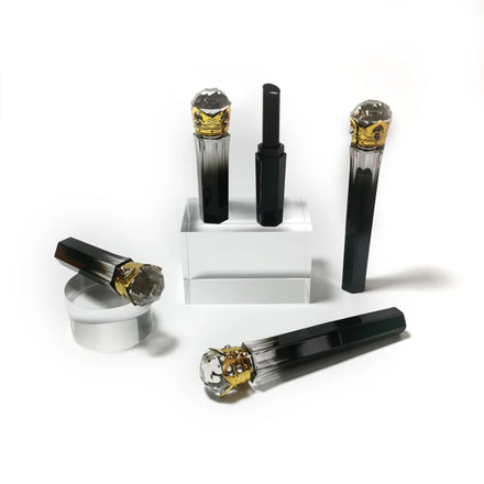 KH116 Glitter Unique Crown Black Diamond Refillable Plastic Luxury Empty Crown Lipstick Container Tube