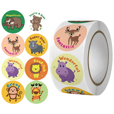 500pcs Cartoon Animal Reward Stickers Custom logo Label Thank You Stickers for Supporting My Small Business
