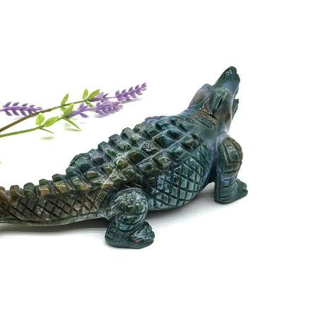 Wholesale Natural Stone Ocean Japser Crocodile Ocean Jasper Crystal Crocodile Carving Animals for Ornament