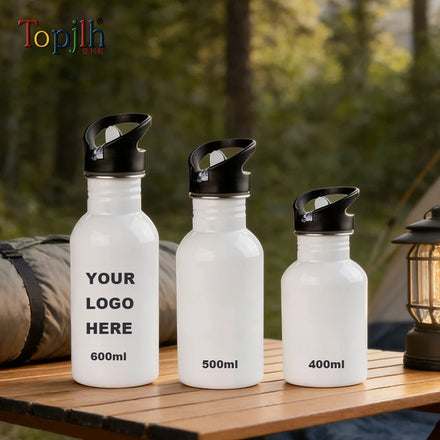 Topjlh 400ml 500ml 600ml 304 Stainless Steel Sublimation Sippy Water Bottle Bulk Wholesale Sports Stores Gift Shops Drinkware