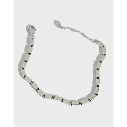 S925 Sterling Silver Geometric Smart Bracelets Retro Cube Beaded Bracelets Fine Jewelry Couple Bracelet for Men and Women