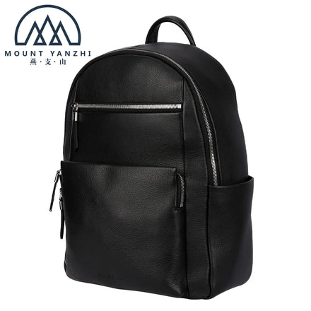 Wholesale Custom Logo Genuine Leather Laptop Backpack Bag Fashion Black Soft Leather Bag Business Mens Backpack