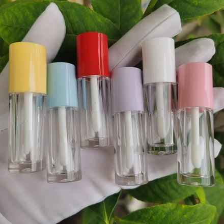CY334 in Stock Cute Sample Size 2.5ml Custom Round Lip Gloss Tube for Travel Empty Transparent Liquid Blush Container With Brush